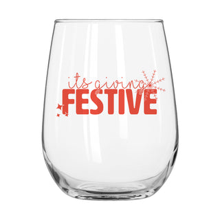 Festive Stemless Wine Glass