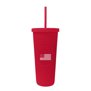 American Flag 24oz Studded Plastic Tumbler - Red